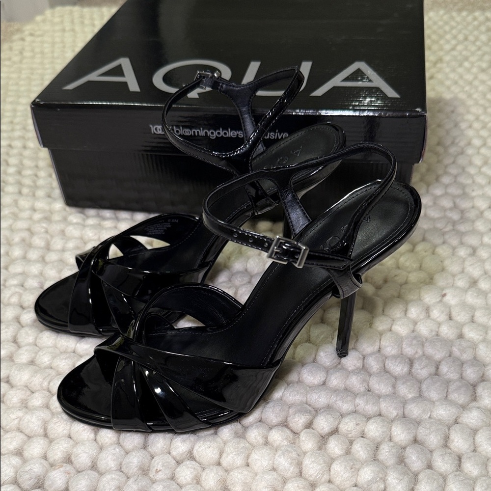 Aqua Ellah Black Heeled Sandals